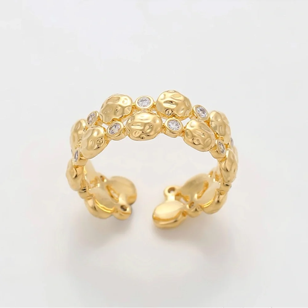 Adjustable Gold Ring 14k Gold Plated Statement Dainty Jewelry